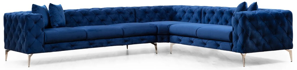 Luxusná rohová pohovka Como 270 x 310 cm, pravá, námornícka modrá