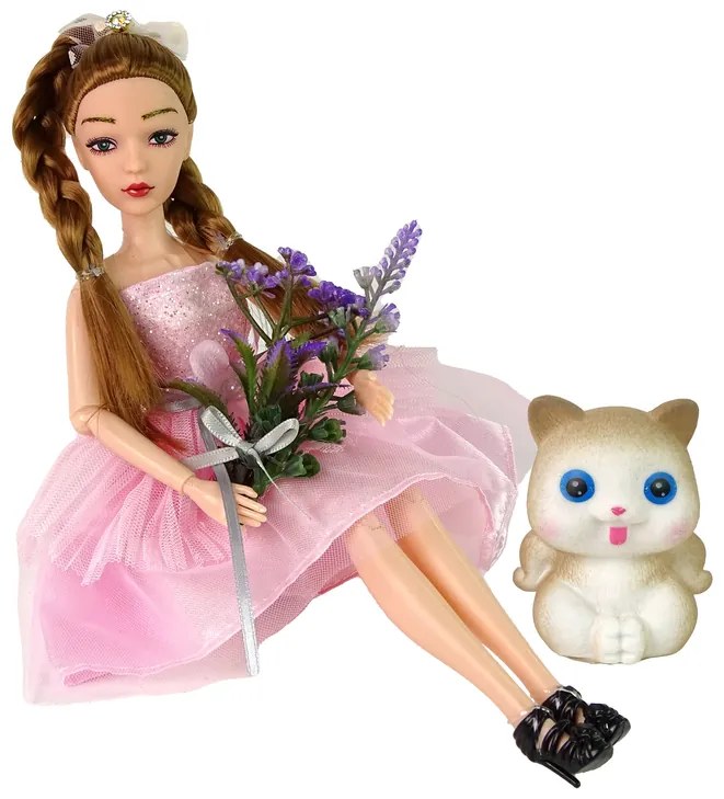 Lean Toys Bábika Emily v ružových šatách