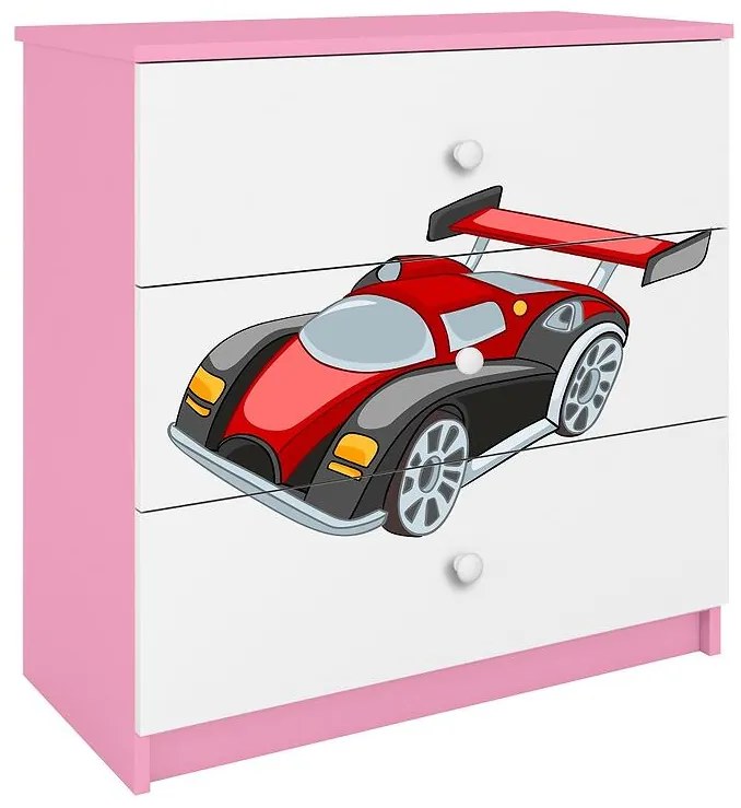 Detská komoda  Babydreams ružová – Auto