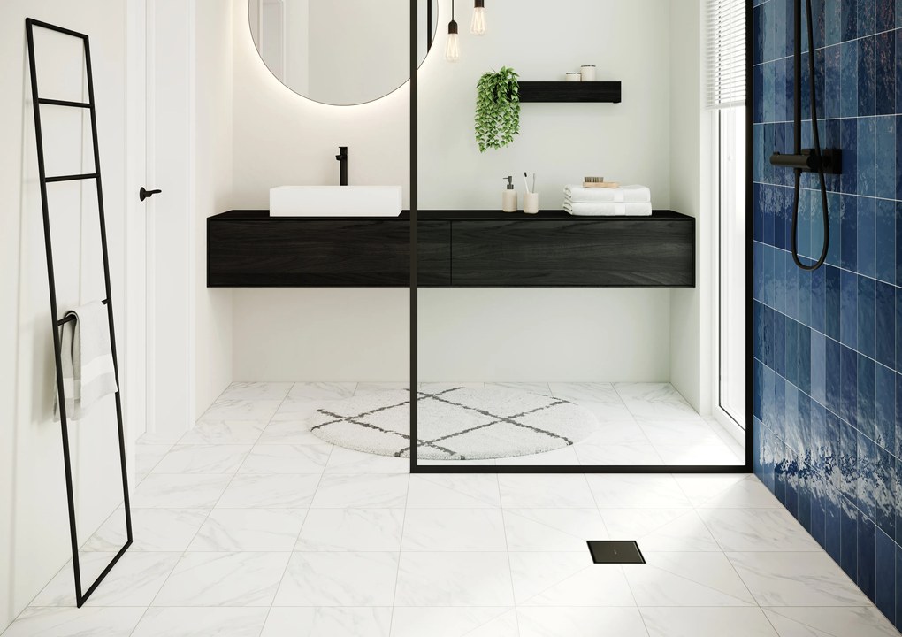 Hansgrohe RainDrain Point, úplná sada podlahového vpustu 100x100 pre dlažbu, čierna matná, HAN-56247670