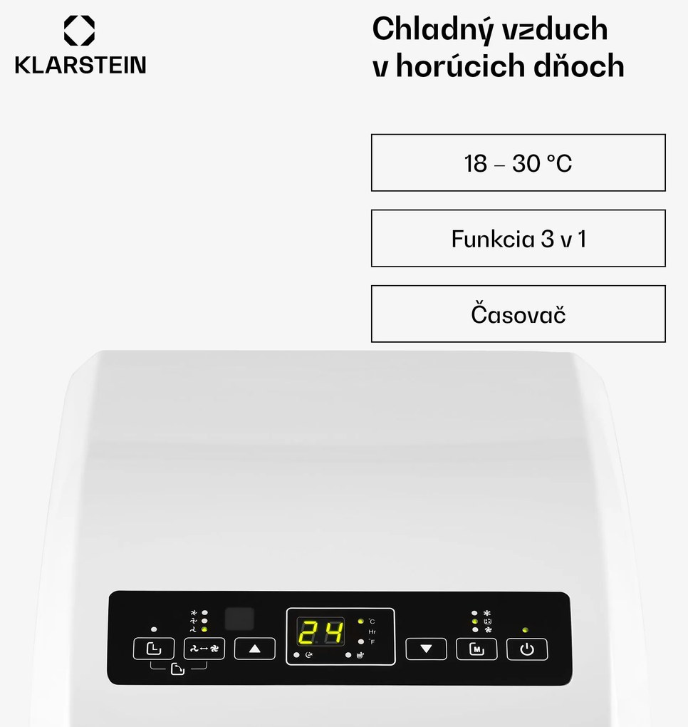 Klarstein Metrobreeze Rom, mobilná klimatizácia, 10 000 BTU, A+, diaľkový ovládač, biela