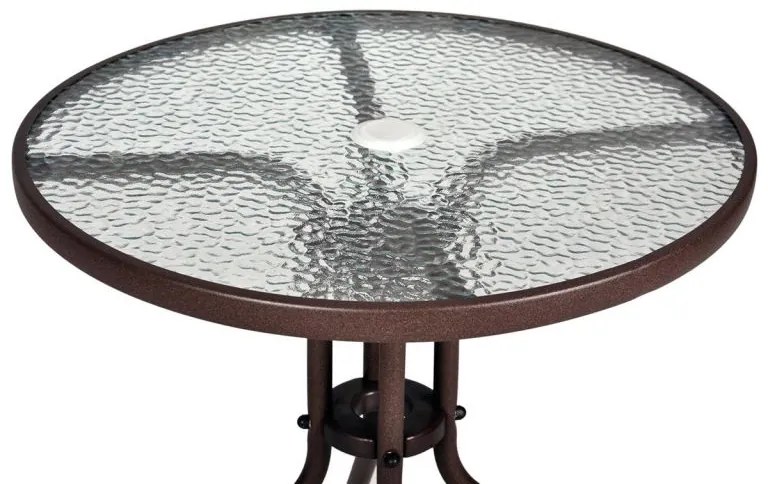 Záhradný balkónový set, polyratan, 2 stoličky + sklenený stô