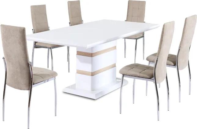 KONDELA Mados jedálenský stôl biely lesk