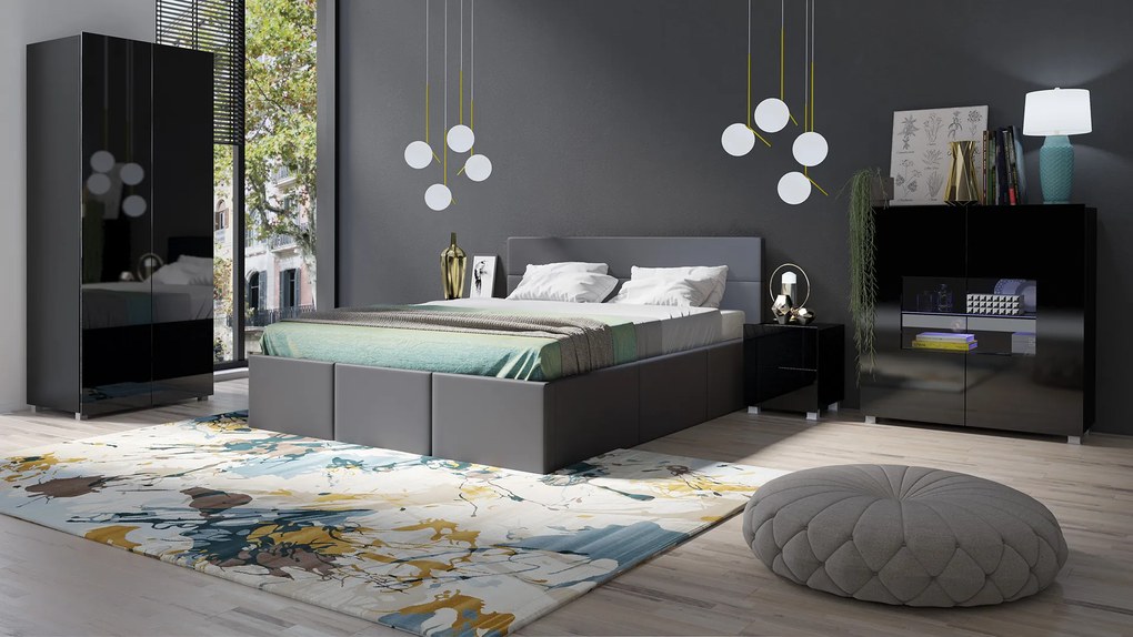 Moderná posteľ z eko-kože Celeste, šedá