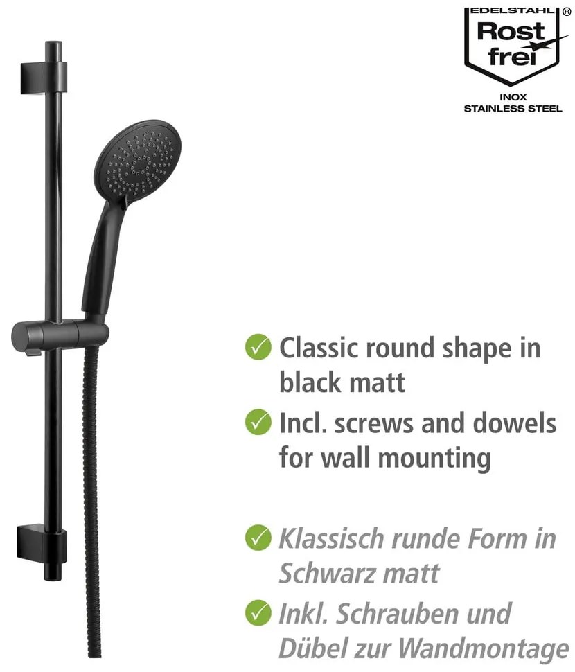 Čierny sprchový set z nerezovej ocele 66 cm Young - Wenko