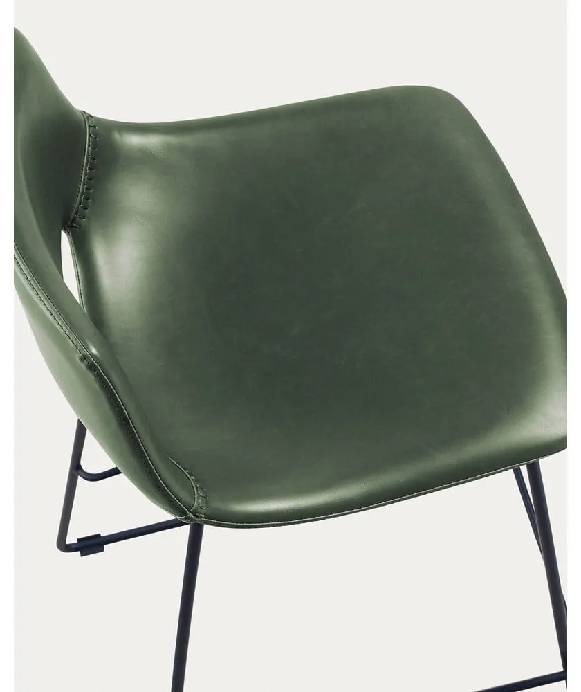 Kaki barová stolička z imitácie kože (výška sedadla 76 cm) Zahara – Kave Home