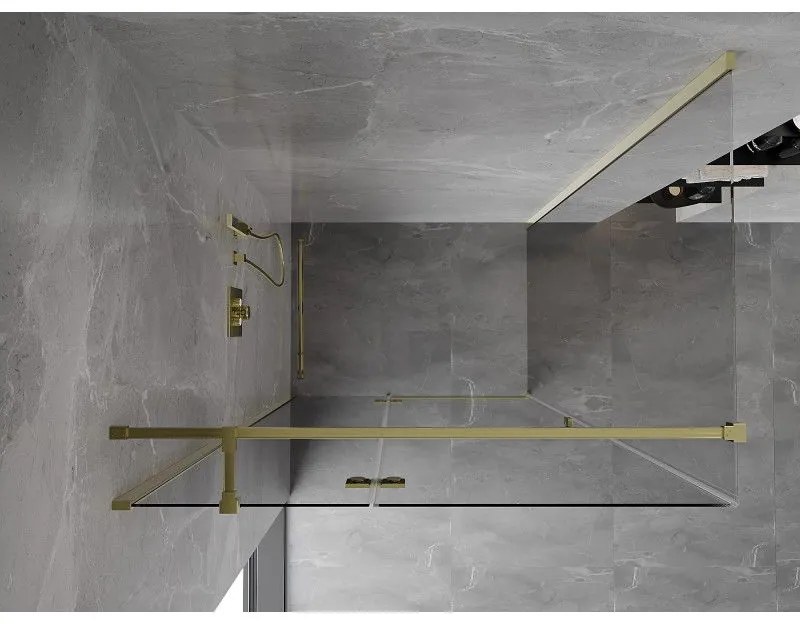 Mexen, Mexen Mist H T sklápací sprchový kút ľavý 110 x 95 cm, transparentný, zlatý - 8A5T-110-095-50-00-L