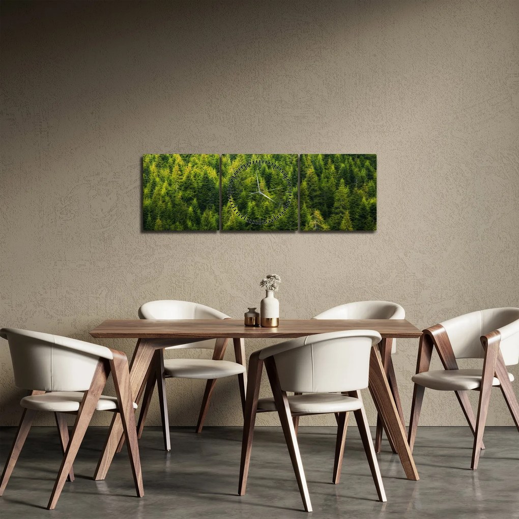 Obraz - Hustý les (s hodinami) (90x30 cm)