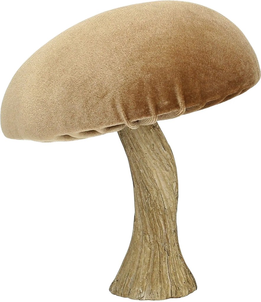 Dekorácia Velvet Mushroom 17 cm caramel