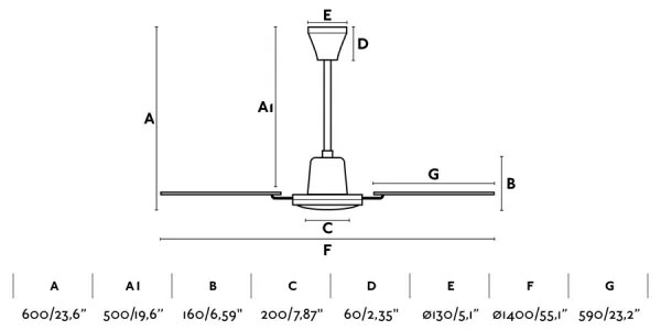 FARO 33111 - Stropný ventilátor MALVINAS pr. 140 cm