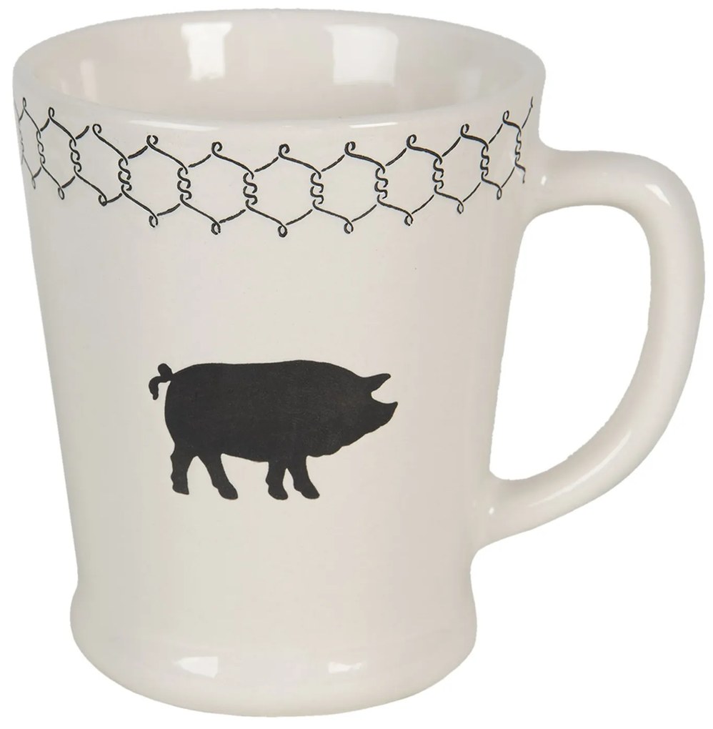 Keramický hrnček vo vidieckom štýle s motívom prasiatka Rural - 16 * 11 * 10 cm / 0,3L