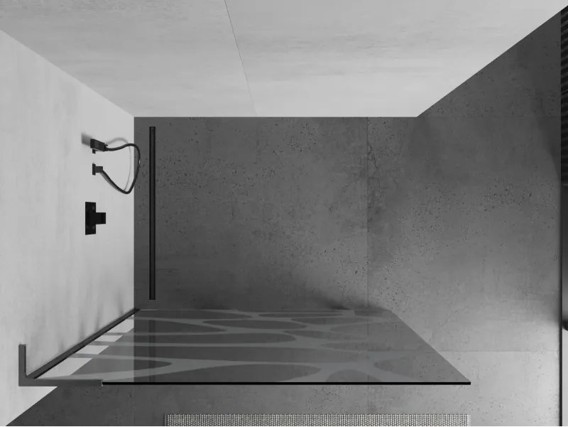 Mexen Kioto L, sprchová zástena Walk-In 100 x 200 cm, 8mm číre sklo biely vzor, grafitový profil, 800-100-103-66-97
