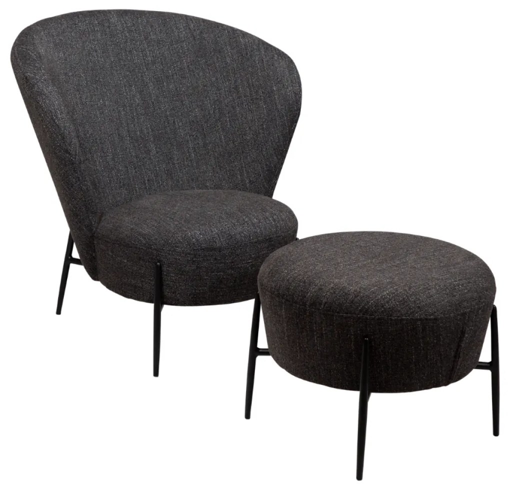 ORBIT TABURET black bouclé/black