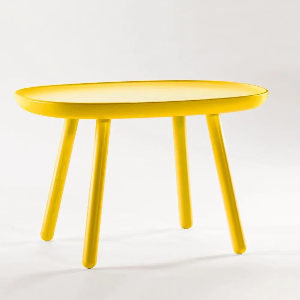 Žltý odkladací stolík z masívu EMKO Naïve, 61 x 41 cm