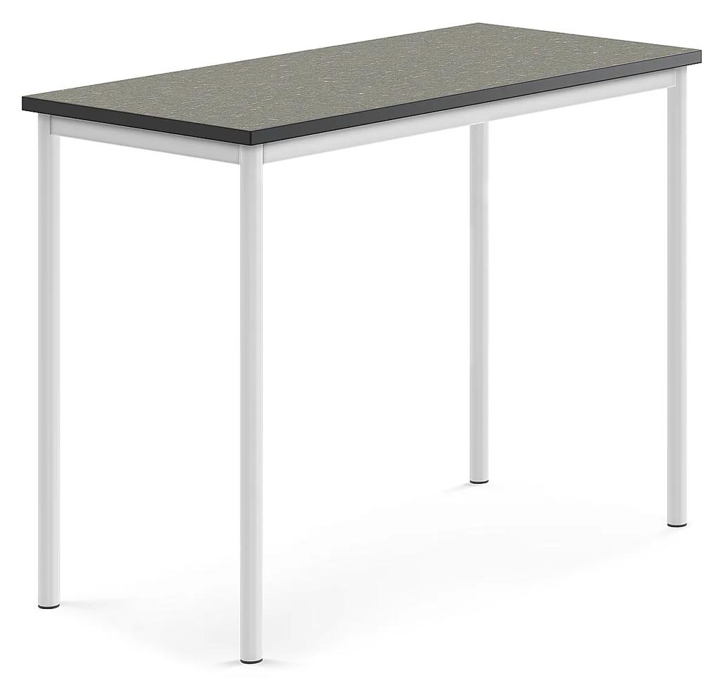 Stôl SONITUS, 1200x600x900 mm, linoleum - tmavošedá, biela