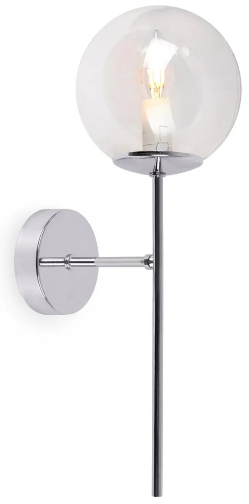 Nástenné svietidlo Paris, 1x číre sklenené tienidlo, CH
