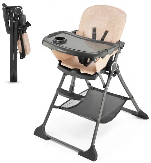 KINDERKRAFT - Detská jedálenská stolička FOLDEE ružová