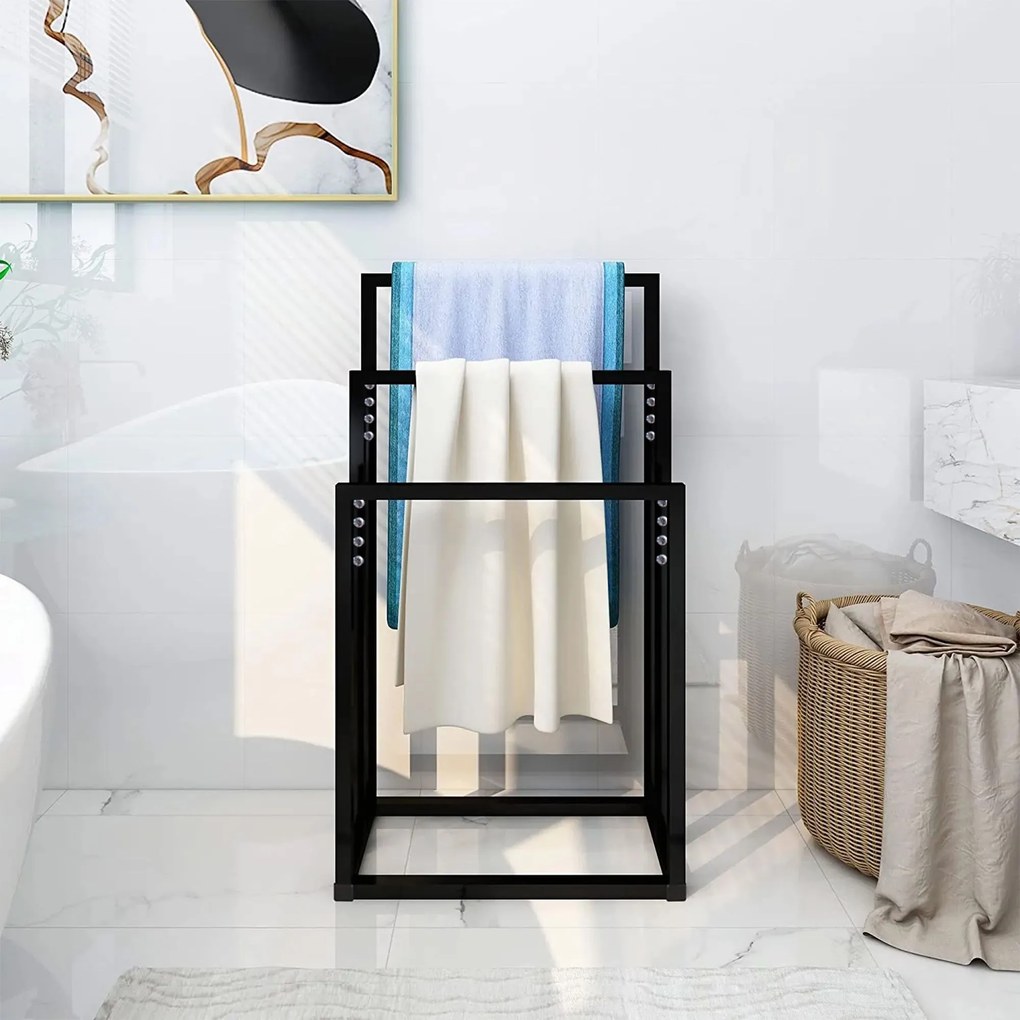 Tutumi Tutumi, 3-ramenný kovový stojan na uteráky 600x260x1000 mm 391840, čierna matná, HOM-01003