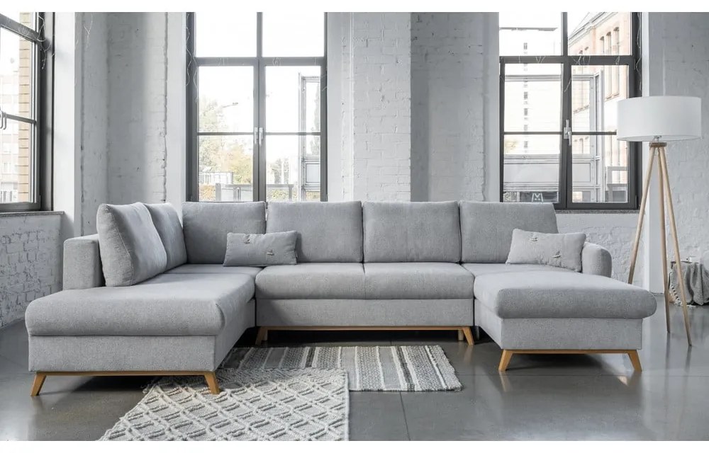 Svetlosivá rozkladacia pohovka do "U" Miuform Scandic Lagom, ľavý roh