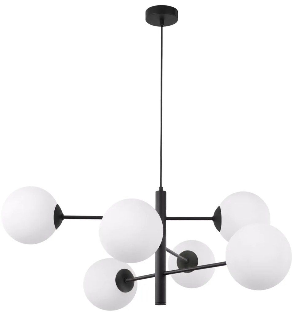 Závesne svietidlo Florence, 6x biele sklenené tienidlo, B