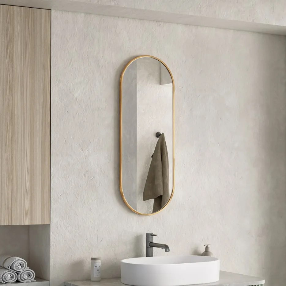 Erga Oval, oválne zrkadlo 35x90cm, zlatý rám, ERG-V01-OVAL-3590-GD