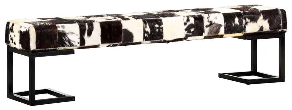 vidaXL Lavička 160 cm čierna štýl patchwork pravá kozia koža