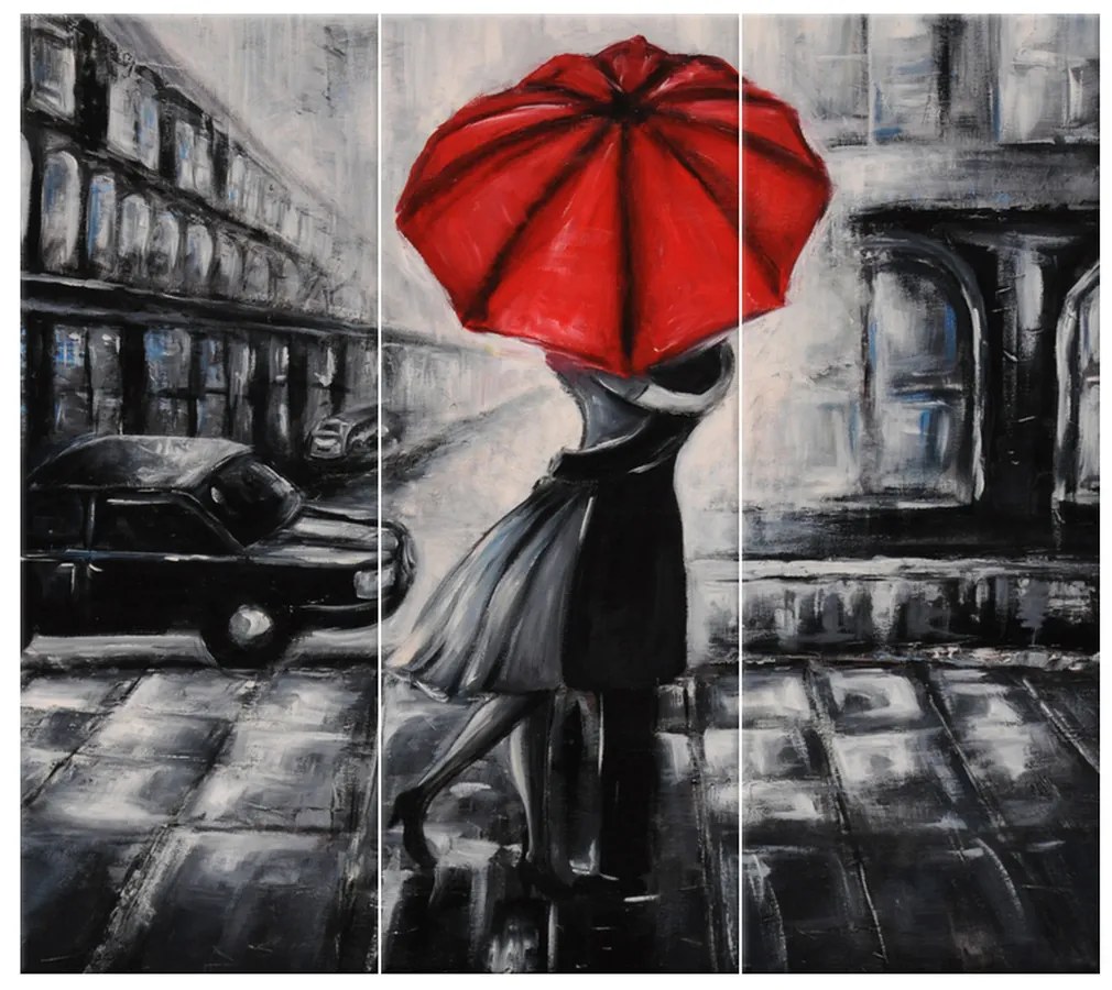 Gario Obraz na plátne Červený bozk v daždi - 3 dielny Rozmery: 90 x 60 cm
