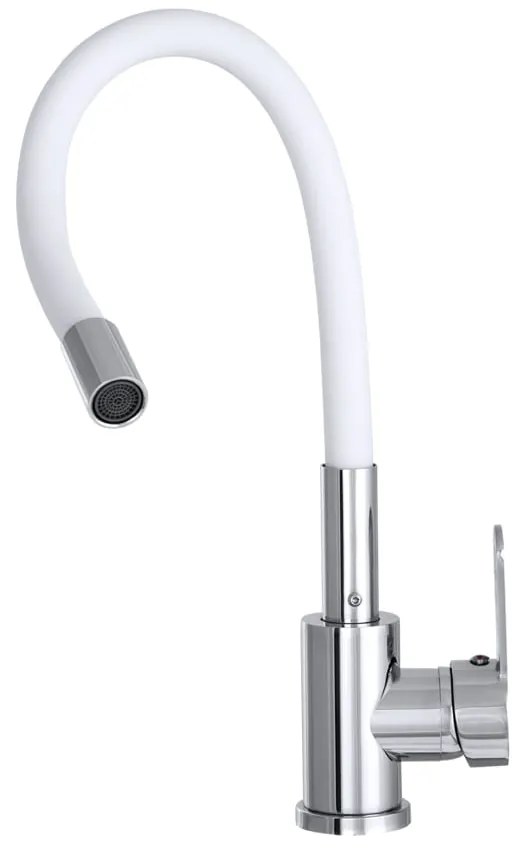 Gamma Flex 2000, stojanková drezová batéria s flexibilným ramenom, biela matná-chrómová, GMA-BFX-2000WH