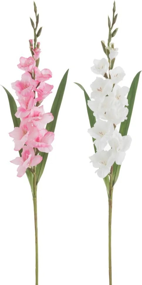 2ks biela a ružová umelá kvetina gladiol / gladioly - 12 * 102 cm