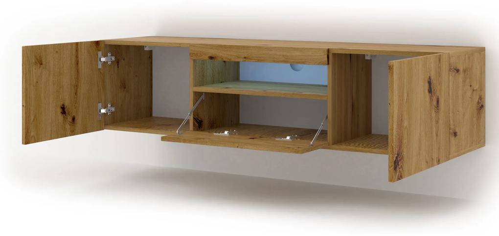 TV stolík/skrinka Aurora (dub artisan) (LED). Vlastná spoľahlivá doprava až k Vám domov. 1057684