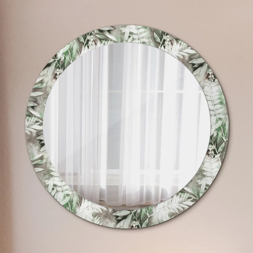 Okrúhle ozdobné zrkadlo Listy akvarelu fi 80 cm