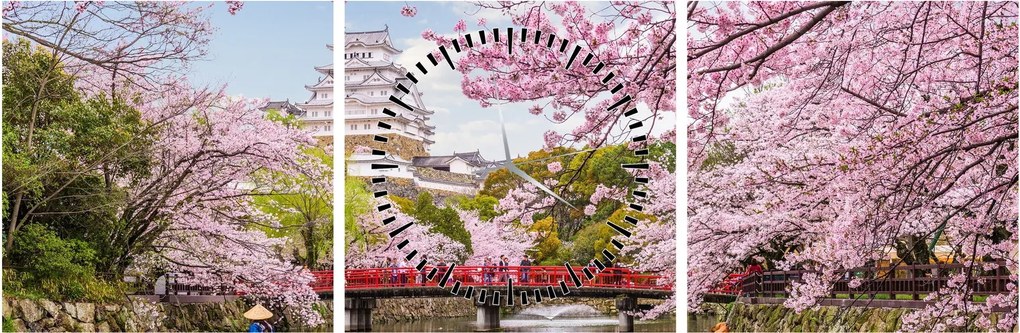 Obraz japonskej čerešne (s hodinami) (90x30 cm)