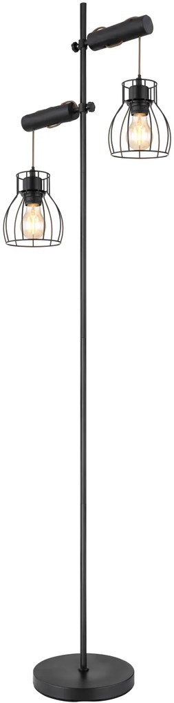 GLOBO Stojacia lampa v škandinávskom štýle MINA, 2xE27, 40W, čierna