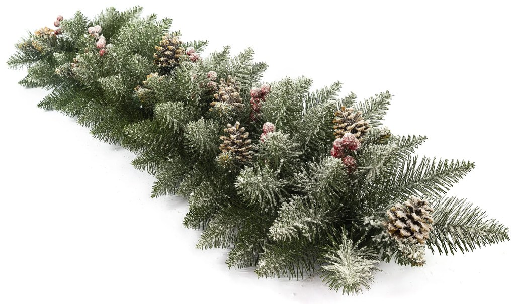 Girlanda Premium zasnežená so šiškou a jarabinou 100 cm