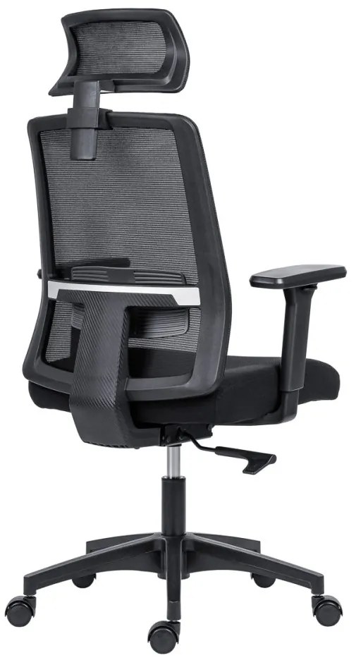 Kancelárska ergonomická stolička DELFO — sieť/látka, čierna