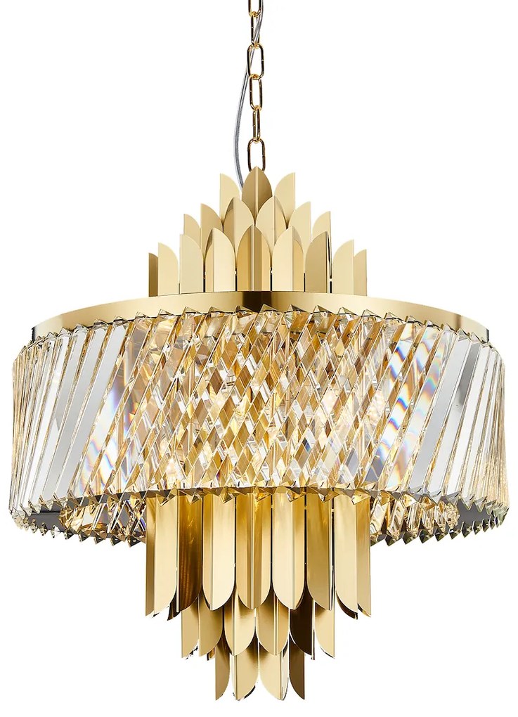 Luster Margot, 1x krištáľové/zlaté kovové tienidlo, (fi 55cm), g