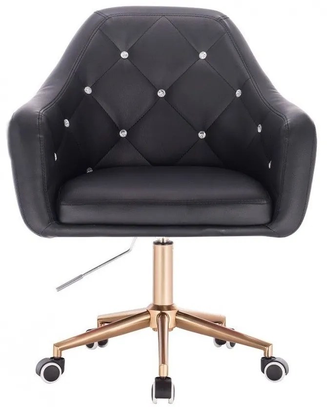 LuxuryForm DESIGN Kreslo ROMA na zlatej podstave s kolieskami - čierne