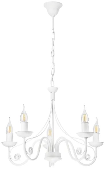 Luster na reťazi DONATO 5xE14/40W/230V biela