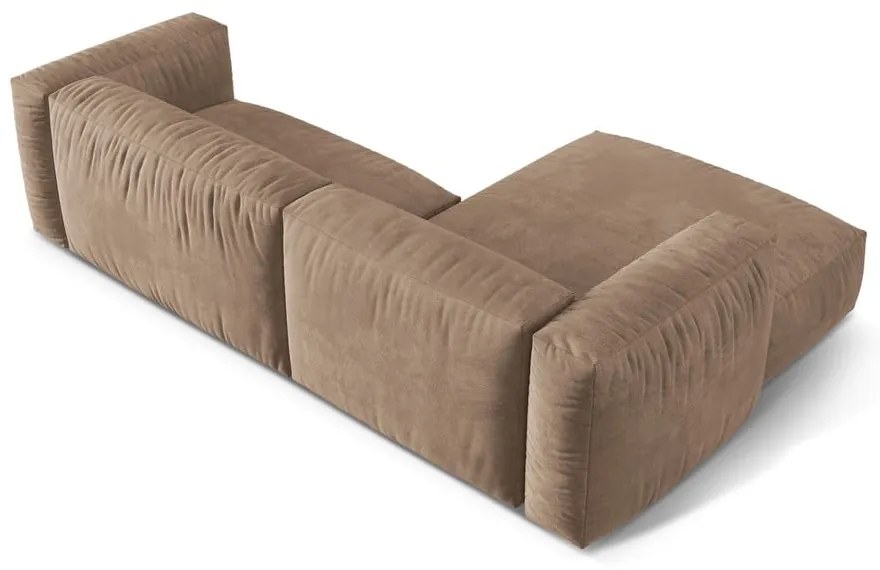 Svetlohnedá zamatová modulárna rohová pohovka (ľavý roh/s leňoškou) Martina – Micadoni