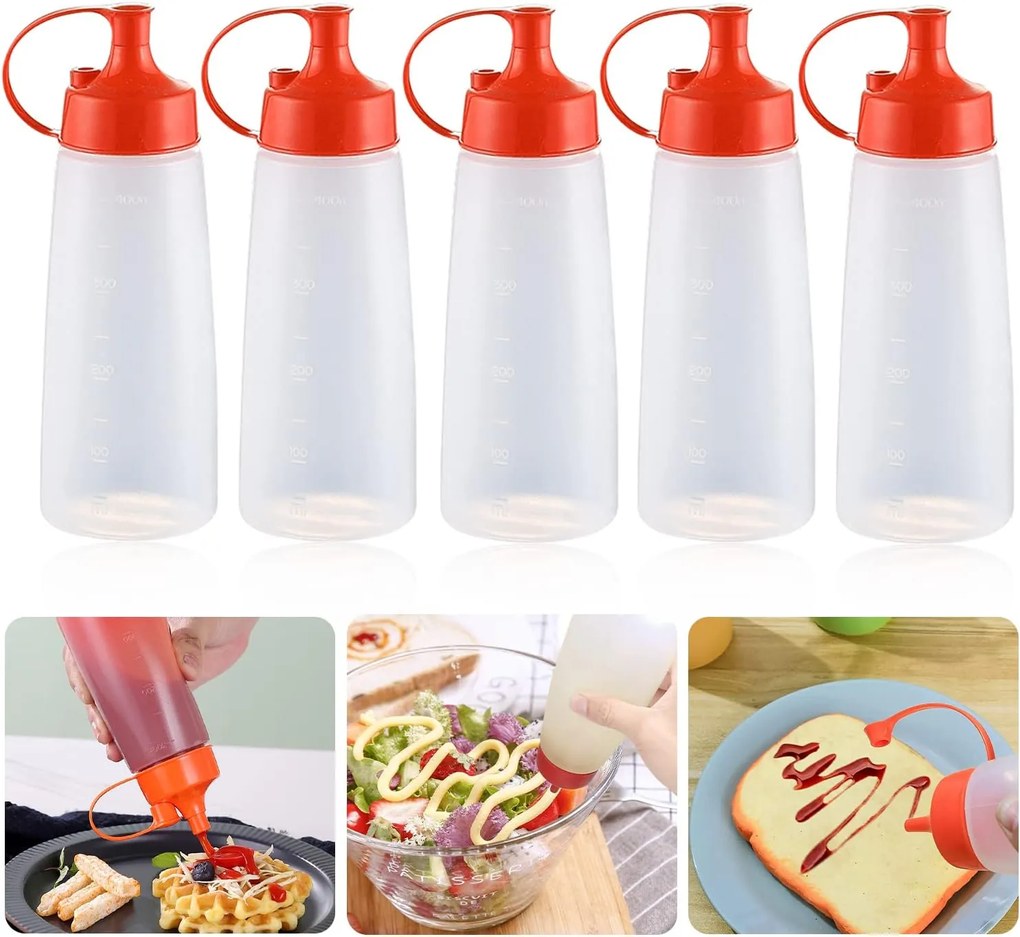 Orion Dávkovacia fľaša na kečup, omáčky, zálievky SOS – červené viečko