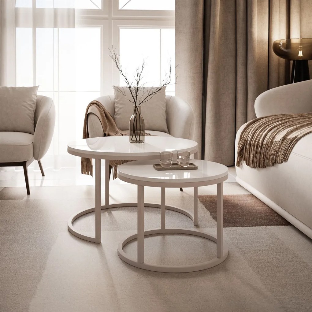 KONFERENČNÝ STOLÍK LEONARDO 2V1 KAŠMÍR + BIELY LESK