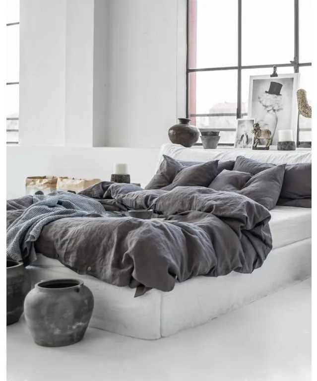 Magic Linen Ľanové obliečky sada (3ks) Charcoal gray Veľkosť: 135x200,50x70cm