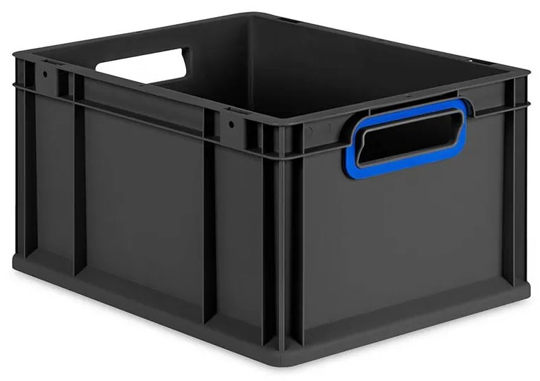 Sada 8 kusov - Eurobox Next Gen 2.0 Cycle - Stohovateľný kontajner s otvorenými rukoväťami - Modrý - 400 x 300 x 220 mm - Antracit