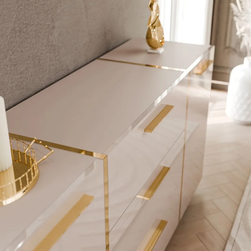 KOMODA SANTINO KAŠMÍR LESK / ZLATÁ 158 cm