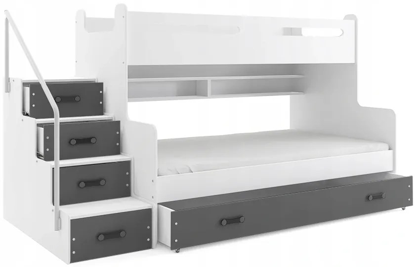 Interbeds MAX 3 poschodová posteľ 200x120 + matrace sivo-biela 2025