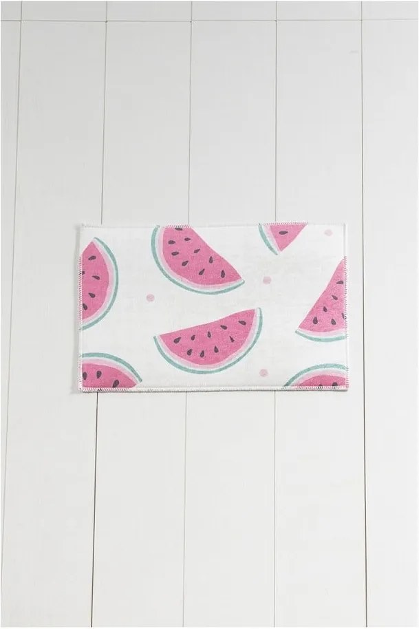 Bielo-ružová kúpeľňová predložka Tropica Watermelon, 60 × 40 cm