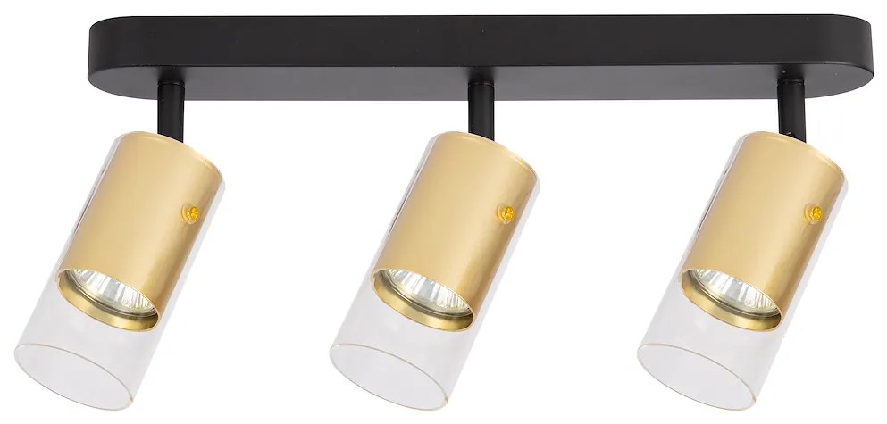 Bodové svietidlo Ricky, 3x zlaté/transparentné plastové tienidlo, b
