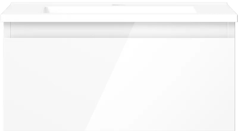 Mexen Orio, kúpeľňová skrinka 50 cm s umývadlom Otis, 1 zásuvka, biela lesklá, 91A10-05023-1-BF00-W18M00
