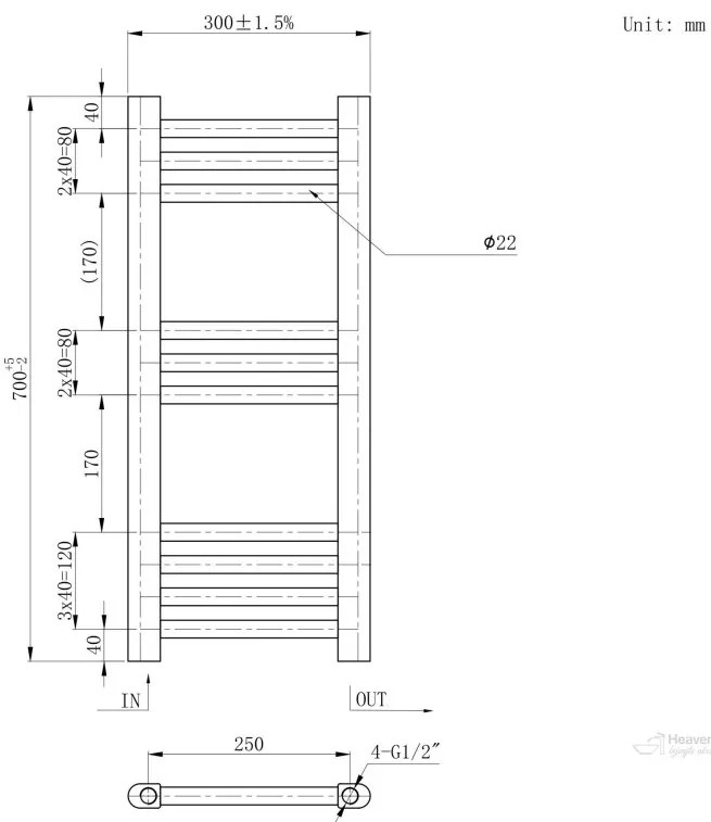 Gamma Erga Basic, vykurovacie teleso 700x300 mm, 192 W, čierna matná, GMA-BASIC-7030-BK