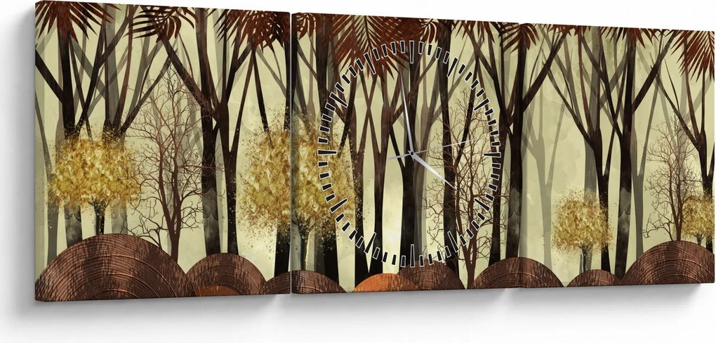 Obraz - Dekoratívne les (s hodinami) (90x30 cm)